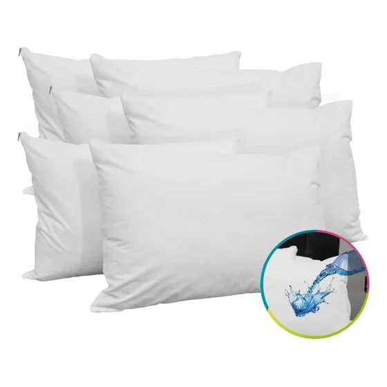 Protector Impermeable Para Almohada Hogareto 70x50cm Set X 6 Color Blanco Liso