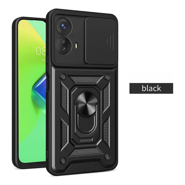 Capa De Telefone Com Proteção De Lente Com Suporte De Anel D