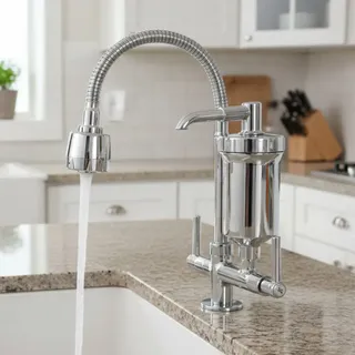 Torneira Filtro Cozinha Gourmet Bancada Pia Mesa Abs 2 Jatos Prateado Brilhante