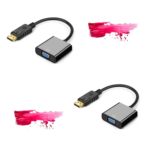 Kit 2 Adaptador Displayport Vga Conversor Vídeo Para Dell Hp