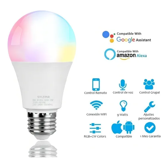 Ampolleta Inteligente Smart Bulb Alexa Google Compatible Color de la luz RGB+2700-6500K