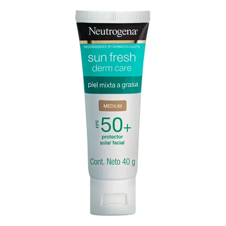 Neutrogena Sun Fresh Protector Solar Facial Tono Medio Niacinamida Fps50+, 40g