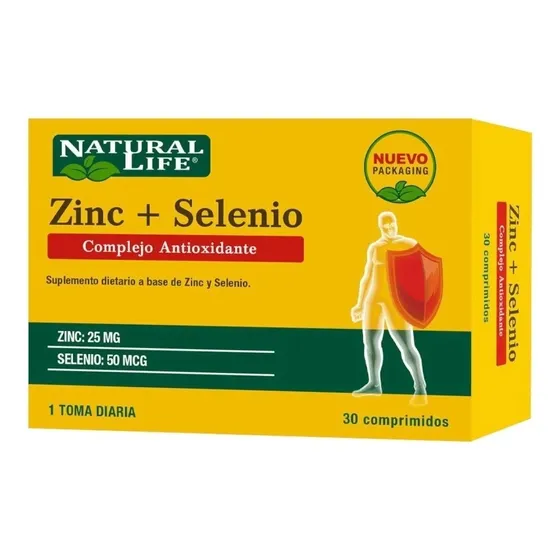 Natural Life Zinc + Selenio Complejo Antioxidante 30 Comp Sabor Sin sabor