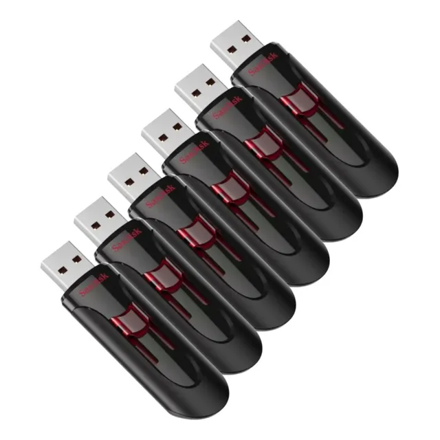 Pendrive Sandisk 128 Gb Cruzer Glide Veloz Retractil Pack X6