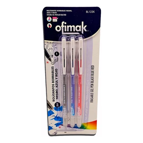 Boligrafos De Gel Borrable Ofimak Set De 03colores