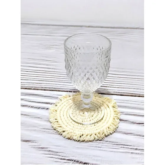 Combo Seis  Posa Vasos En Macrame Lisa Beige