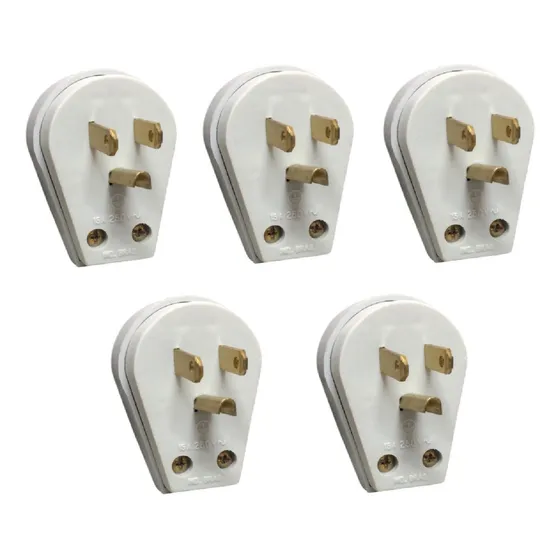 Plugue Antigo 15a 2p+t Cinza Americano 5 Unidades Mec-tronic