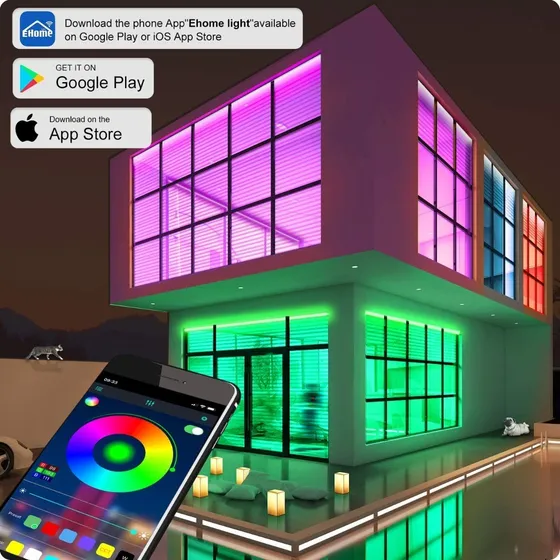 Tira Led Con App Movil Rgb Control Desd El Telefono 15 Metro