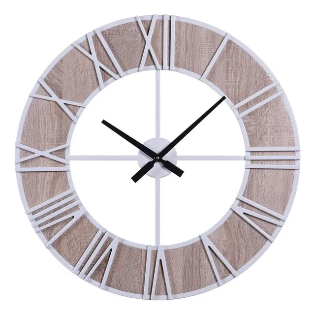 Reloj Pared Granja Diseño Panel Ventana Acabado Blanco Mate