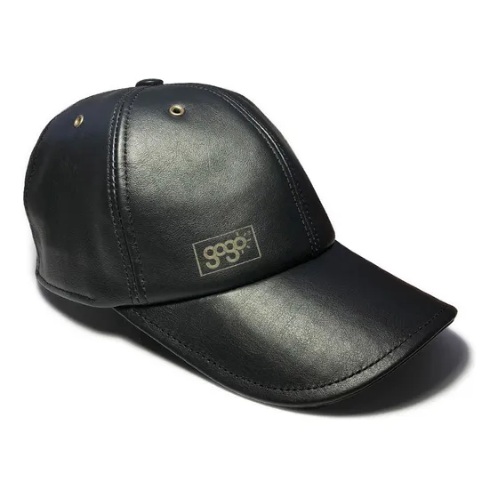 Gorra 100% Cuero Genuino Negra Para Hombre Ajustable