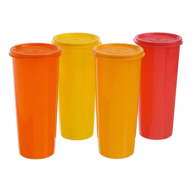 Juego De 4 Vasos Con Tapa Tupperware De 500 M