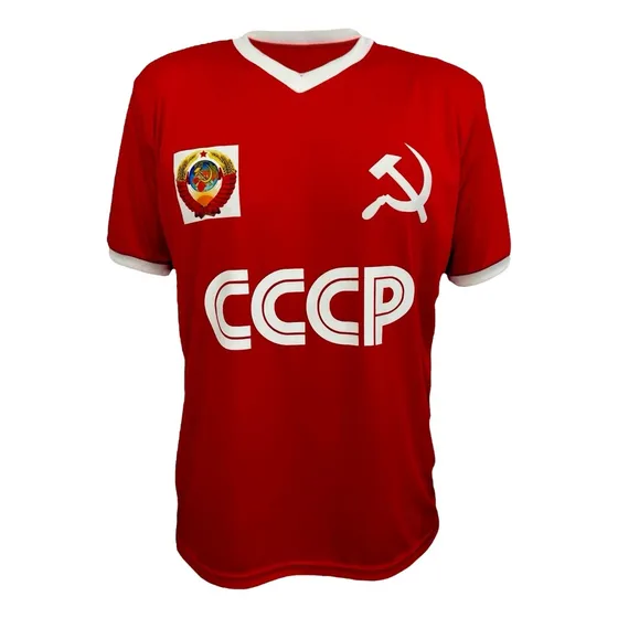  Camiseta Cccp Urss Roja Escote En V Retro