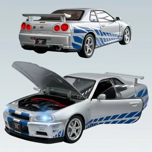 Miniatura Carro Nissan Skyline GT-R R34 1:18 Solido Verde 1999