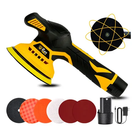 Lixadeira Politriz Roto Orbital A Bateria Sem Fio 5000 Rpm 145 Mm C/ Acessórios Blp120 The Black Tools Amarelo E Preto 127/220v