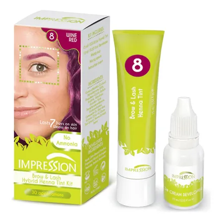 Impression Kit Hair Tintura Cejas Y Pestañas Rojo Vino 15ml