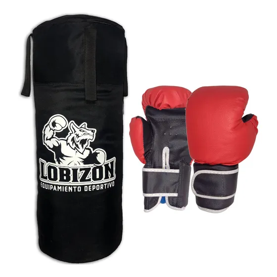 Kit Bolsa 70cm Cordura + Guantes Niños Boxeo Kickboxing 6oz