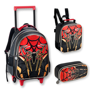 Mochila Infantil Rodinhas Homem Spider Dark Aranha 2020 Cor Dourado Mochila Infantil Rodinhas Homem Spider Dark Aranha 2020 Cor Dourado