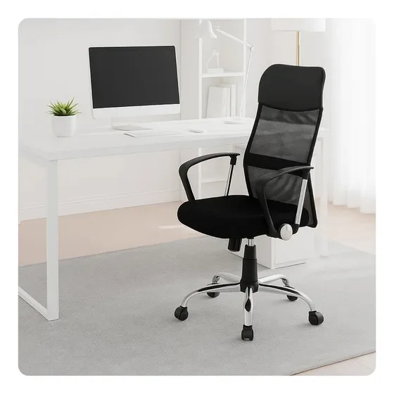 Cadeira Escritório Secretaria Executivo Mesh Couro Estofado