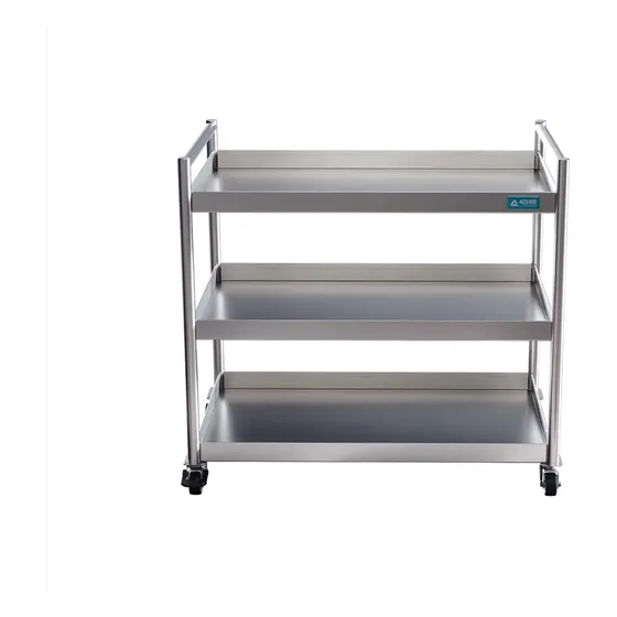 Carrinho Inox Com 3 Prateleiras, Varanda E Puxador 90x50x95