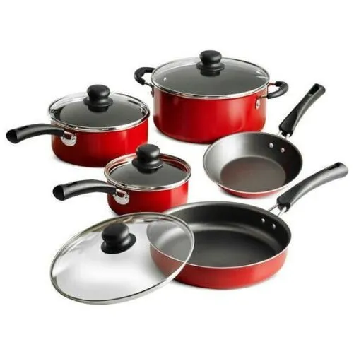 Juego De Ollas De Cocina Antiadherente Color Rojo Tramontina