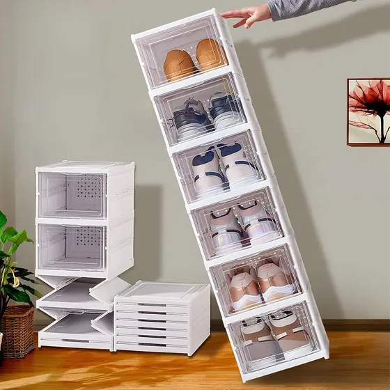 Zapatera Organizadora Cajas Para Accesorios Y Sneakers Portátil 6 Niveles Plegable Tipo Acordeón Fácil Armado Ajustable Color Blanco Marca Tielopa | Cuotas sin interés