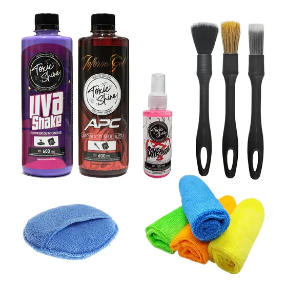 Kit Interior X11 Toxic Shine Limpieza Auto Apc + Revividor