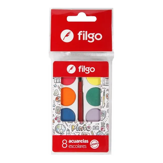 Paleta De Acuarela Filgo X 8 Colores + Pincel Caja X 30u