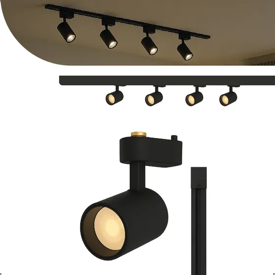 Kit Eletrificado Trilhos 1m + 4 Spots Led 20w Bivolt 3 Tons
