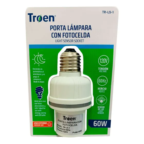 Socate Porta Lampara Bombillo Con Fotocelda Troen
