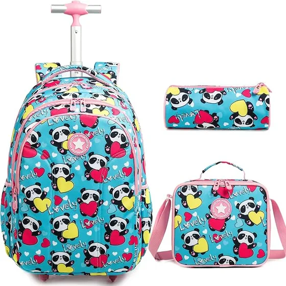 Morral Con Ruedas Jasminestar Oso Panda Azul