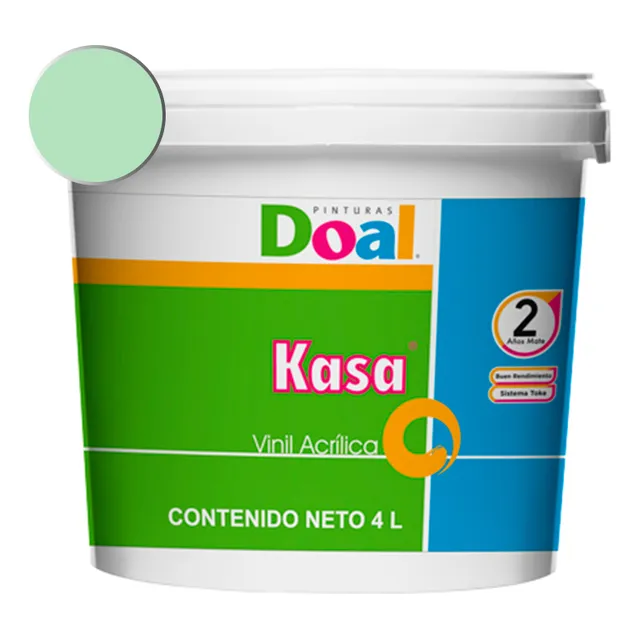 Galon Pintura Vinil-acrilica Doal Kasa 4 Litros Lavable Interiores Y Exteriores 2 Años Menta