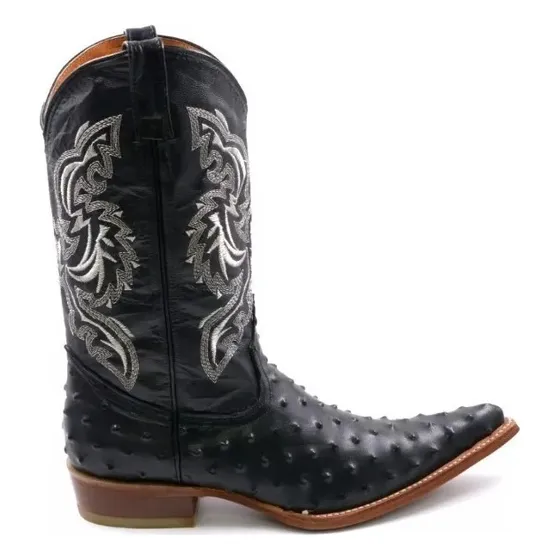 Botas De Piel Vaqueras Chihuahua Grabado Avestruz Suela Cuer