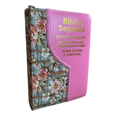 Bíblia Sagrada Letra Hiper Gigante Com Harpa Cristã Zíper Índice Palavras De Jesus Em Vermelho Almeida Corrigida Pjv