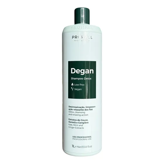 Shampoo Degan Detox Vegano Prohall 1000ml Limpeza Profunda
