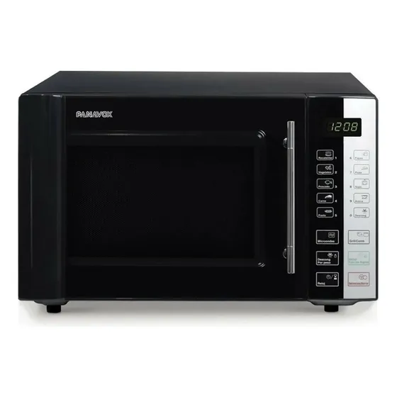 Microondas Digital Panavox Con Grill Dorador Negro Plateado