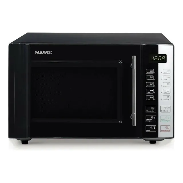 Microondas Digital Panavox Con Grill Dorador Negro Plateado