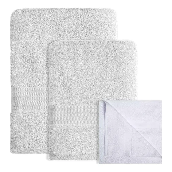 Combo Ama De Casa Toalla De Baño Sensación + 2 Toallas Nieve