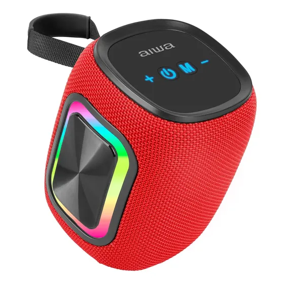 Parlante Bluetooth Aiwa 12w Radio Fm Luz Rgb Aw-kb61 Color Rojo