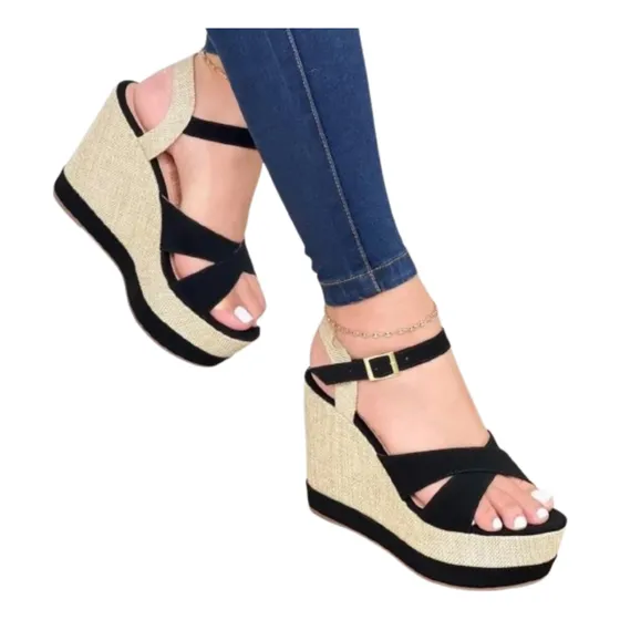 Sandalia Elegante De Corcho Para Dama