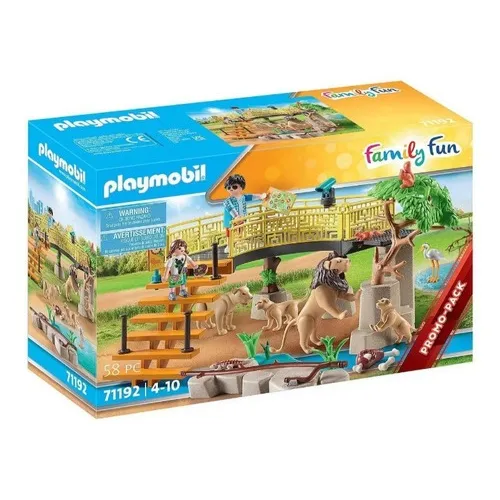 Figura Armable Playmobil Family Fun Leones Con Recinto Exterior 58 Piezas 3+