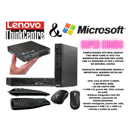 Lenovo Mini Tiny M93p Thinkcentre Core I5 8gb Ram En Combo
