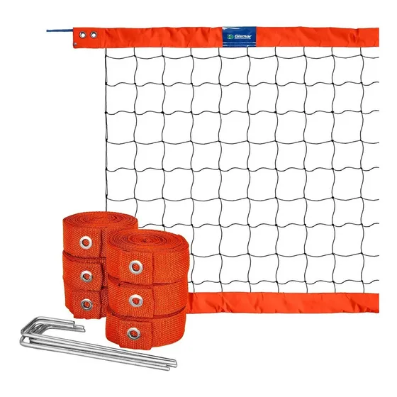 Kit Vôlei Praia Laranja - Rede Ofi 2 Faixas + Fita Marcação