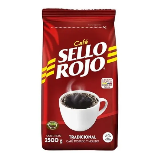 Café Sello Rojo Tradicional, Tostado Y Molido, 2.500gr