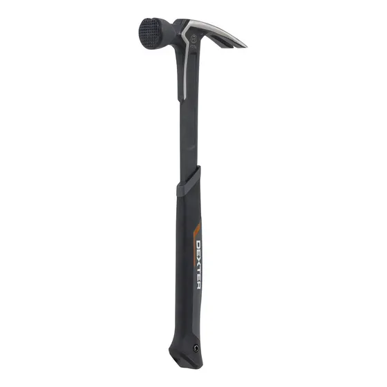 Martelo Unha Carpinteiro Profissional Peso 890g Cabo 37cm em Fibra de Vidro Emborrachado Cabeça 3,7 cm em Aço Forjado com imã Resistente Ergonômico Desprega e Prega Pregos Dexter Pro