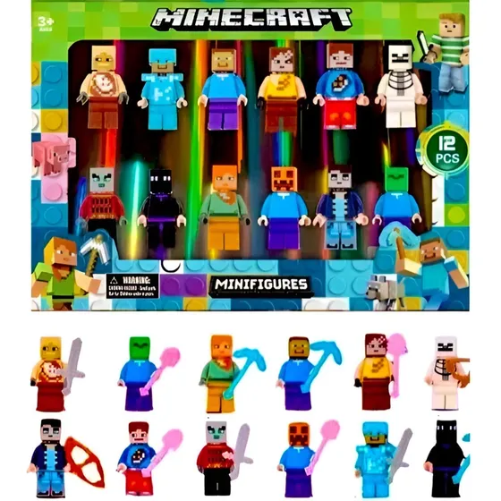 Set Minecraft Figuras Armables Juguetes Accesorios Bloques A