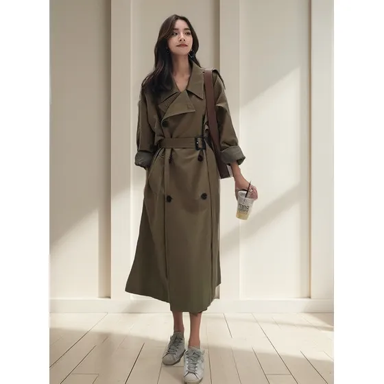 Gabardina De Algodón Gaban Vintage Abrigo Rompeviento Largo 