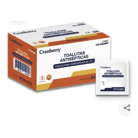 Toallitas Al 70% Cranberry Caja X 100 Unidades