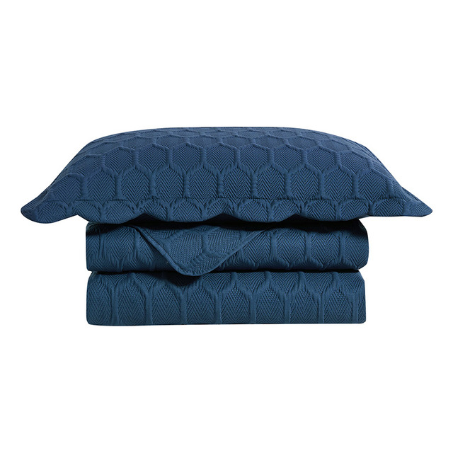 Colcha Solteiro Ilusion Favo 3d C/ Porta Trav Azul Camesa Colcha Solteiro Ilusion Favo 3d C/ Porta Trav Azul Camesa