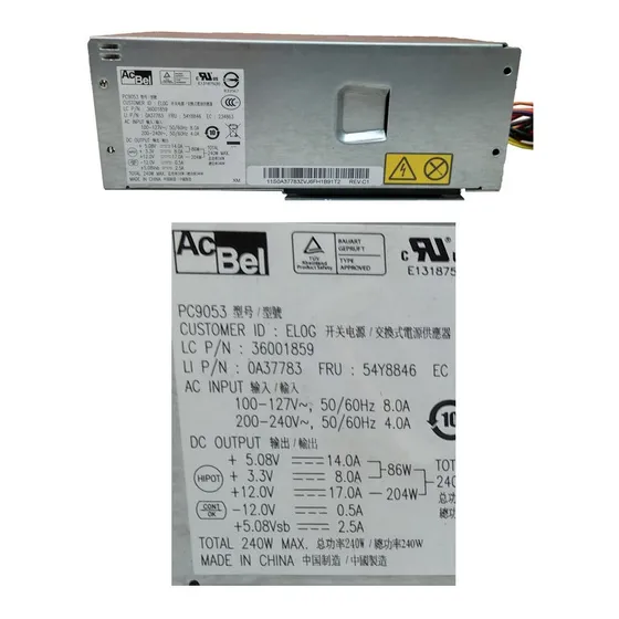 Fuente De Poder Lenovo 280 Watts Thinkcentre M82 M92 59y8824