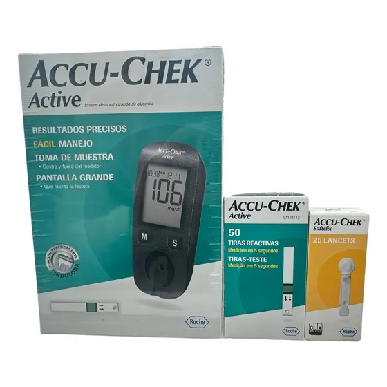 Medidor Glucometro Accu-chek Active Kit+50 Tiras+25 Lancetas